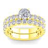 3 1/4 Carat Round Diamond Bridal Set In 14 Karat Yellow Gold.  Comes With Both The Engagement Ring And Wedding Band.  An Amazing Bridal Set! Image-1