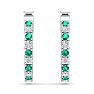 1/2 Carat Emerald and Diamond Hoop Earrings In 14 Karat White Gold, 1/2 Inch Image-3