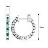 1/2 Carat Emerald and Diamond Hoop Earrings In 14 Karat White Gold, 1/2 Inch Image-4
