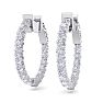 2 Carat Diamond Hoop Earrings In 14 Karat White Gold, 3/4 Inch Image-1