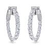 2 Carat Diamond Hoop Earrings In 14 Karat White Gold, 3/4 Inch Image-2