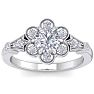 Moissanite Engagement Ring; 1 Carat Round Shape Moissanite Vintage Engagement Ring In Sterling Silver Image-1