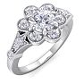 Moissanite Engagement Ring; 1 Carat Round Shape Moissanite Vintage Engagement Ring In Sterling Silver Image-2