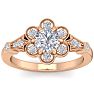 Moissanite Engagement Ring; 1 Carat Round Shape Moissanite Vintage Engagement Ring In Rose Gold Over Sterling Silver Image-1