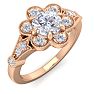 Moissanite Engagement Ring; 1 Carat Round Shape Moissanite Vintage Engagement Ring In Rose Gold Over Sterling Silver Image-2