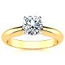Moissanite Engagement Ring; 1 Carat Moissanite Solitaire Engagement Ring In 14 Karat Yellow Gold Image-1