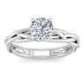 Moissanite Engagement Ring; 1 Carat Round Moissanite Solitaire Intricate Vine Engagement Ring With Tapered Band In 14 Karat White Gold Image-1