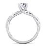 Moissanite Engagement Ring; 1 Carat Round Moissanite Solitaire Intricate Vine Engagement Ring With Tapered Band In 14 Karat White Gold Image-3