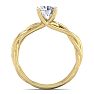 Moissanite Engagement Ring; 1 Carat Round Moissanite Solitaire Intricate Vine Engagement Ring With Tapered Band In 14 Karat Yellow Gold Image-3