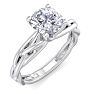 1 Carat Round Diamond Solitaire Intricate Vine Engagement Ring With Tapered Band In 14 Karat White Gold Image-2