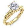 1 Carat Round Diamond Solitaire Intricate Vine Engagement Ring With Tapered Band In 14 Karat Yellow Gold Image-2