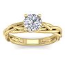 1 Carat Round Diamond Solitaire Intricate Vine Engagement Ring With Tapered Band In 14 Karat Yellow Gold Image-1