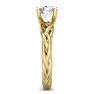 1 Carat Round Diamond Solitaire Intricate Vine Engagement Ring With Tapered Band In 14 Karat Yellow Gold Image-4