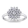 1/2 Carat Round Diamond Flower Ring In 14 Karat White Gold Image-1