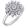 1/2 Carat Round Diamond Flower Ring In 14 Karat White Gold Image-2