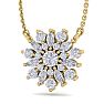 1/2 Carat Round Diamond Flower Necklace In 14 Karat Yellow Gold, 18 Inches Image-2