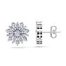 1 Carat Round Diamond Flower Stud Earrings In 14 Karat White Gold Image-1