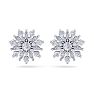 1 Carat Round Diamond Flower Stud Earrings In 14 Karat White Gold Image-3