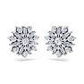 1 Carat Round Diamond Flower Stud Earrings In 14 Karat White Gold Image-4