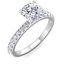 Moissanite Engagement Ring; 1 Carat Round Shape Classic Moissanite Engagement Ring In 14 Karat White Gold Image-2