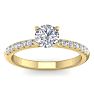 1 Carat Round Shape Classic Diamond Engagement Ring In 14 Karat Yellow Gold Image-1