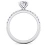 1 Carat Round Shape Classic Diamond Engagement Ring In 14 Karat White Gold Image-3