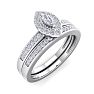 1/4 Carat Pave Marquise Shape Halo Diamond Bridal Set in Sterling Silver Image-2