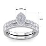 1/4 Carat Pave Marquise Shape Halo Diamond Bridal Set in Sterling Silver Image-5