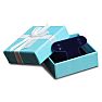 Teal Earring Box With White Bow and Blue Velvet Interior Image-1