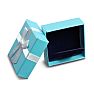 Teal Earring Box With White Bow and Blue Velvet Interior Image-2