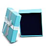 Teal Necklace Box With White Bow and Blue Velvet Interior Image-2