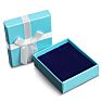 Teal Necklace Box With White Bow and Blue Velvet Interior Image-3