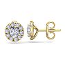 2 1/2 Carat Halo Diamond Stud Earrings In 14 Karat Yellow Gold. Brand New Fantastic Martini Halos! Image-1