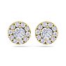 2 1/2 Carat Halo Diamond Stud Earrings In 14 Karat Yellow Gold. Brand New Fantastic Martini Halos! Image-2