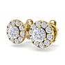 2 1/2 Carat Halo Diamond Stud Earrings In 14 Karat Yellow Gold. Brand New Fantastic Martini Halos! Image-3