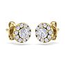 2 1/2 Carat Halo Diamond Stud Earrings In 14 Karat Yellow Gold. Brand New Fantastic Martini Halos! Image-4