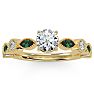 1 1/4 Carat Round and Marquise Vintage Diamond and Emerald Engagement Ring In 14 Karat Yellow Gold Image-1