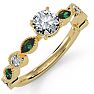 1 1/4 Carat Round and Marquise Vintage Diamond and Emerald Engagement Ring In 14 Karat Yellow Gold Image-2
