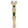 1 1/4 Carat Round and Marquise Vintage Diamond and Emerald Engagement Ring In 14 Karat Yellow Gold Image-4