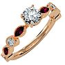 1 1/4 Carat Round and Marquise Vintage Diamond and Ruby Engagement Ring In 14 Karat Rose Gold Image-2