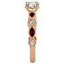 1 1/4 Carat Round and Marquise Vintage Diamond and Ruby Engagement Ring In 14 Karat Rose Gold Image-4