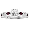 1 1/4 Carat Round and Marquise Vintage Diamond and Ruby Engagement Ring In 14 Karat White Gold Image-1