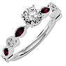 1 1/4 Carat Round and Marquise Vintage Diamond and Ruby Engagement Ring In 14 Karat White Gold Image-2