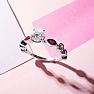 1 1/4 Carat Round and Marquise Vintage Diamond and Ruby Engagement Ring In 14 Karat White Gold Image-7