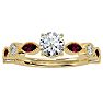 1 1/4 Carat Round and Marquise Vintage Diamond and Ruby Engagement Ring In 14 Karat Yellow Gold Image-1