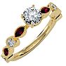 1 1/4 Carat Round and Marquise Vintage Diamond and Ruby Engagement Ring In 14 Karat Yellow Gold Image-2
