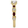 1 1/4 Carat Round and Marquise Vintage Diamond and Ruby Engagement Ring In 14 Karat Yellow Gold Image-4