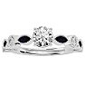 1 1/4 Carat Round and Marquise Vintage Diamond and Sapphire Engagement Ring In 14 Karat White Gold Image-1