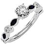 1 1/4 Carat Round and Marquise Vintage Diamond and Sapphire Engagement Ring In 14 Karat White Gold Image-2