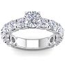 3 1/2 Carat Round Shape Diamond Engagement Ring In 14 Karat White Gold. Incredible, Large Engagement Ring, Eternity Style! Image-1
